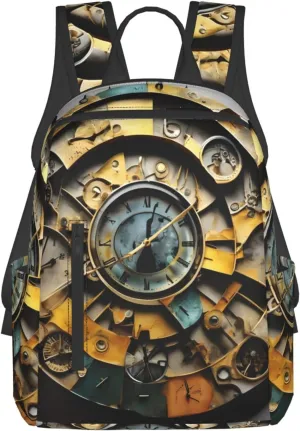 Clock Art Print Personalized Unisex Backpack - Stylish & Funny Casual Daypack for Travel, Work, Gym
