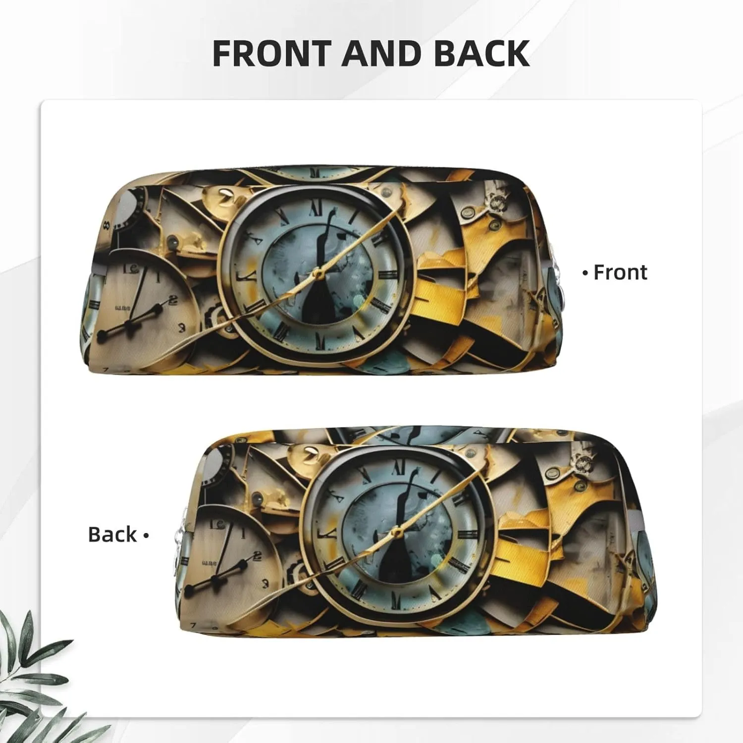 Clock Art Print Versatile Storage Pouch Makeup Bag Travel Office Small Items Organizer Bag