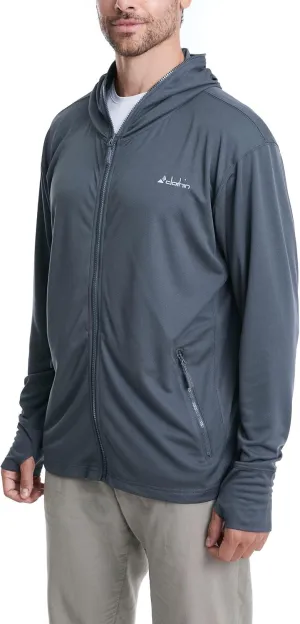 clothin Mens Lightweight Full Zip Hood Running Jacket with Zip Pockets for Fishing Hiking Travel