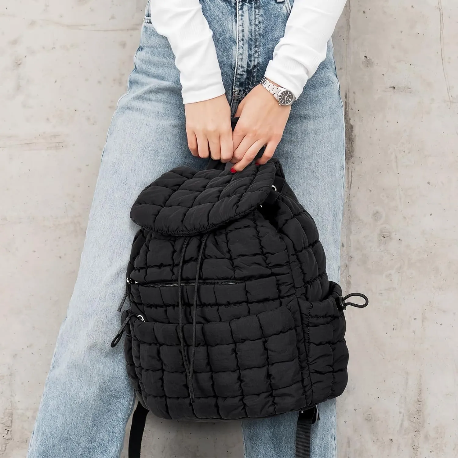 CLUCI Puffy Quilted Backpack Purse for Women, Casual Lightweight Daypack for Women Travel