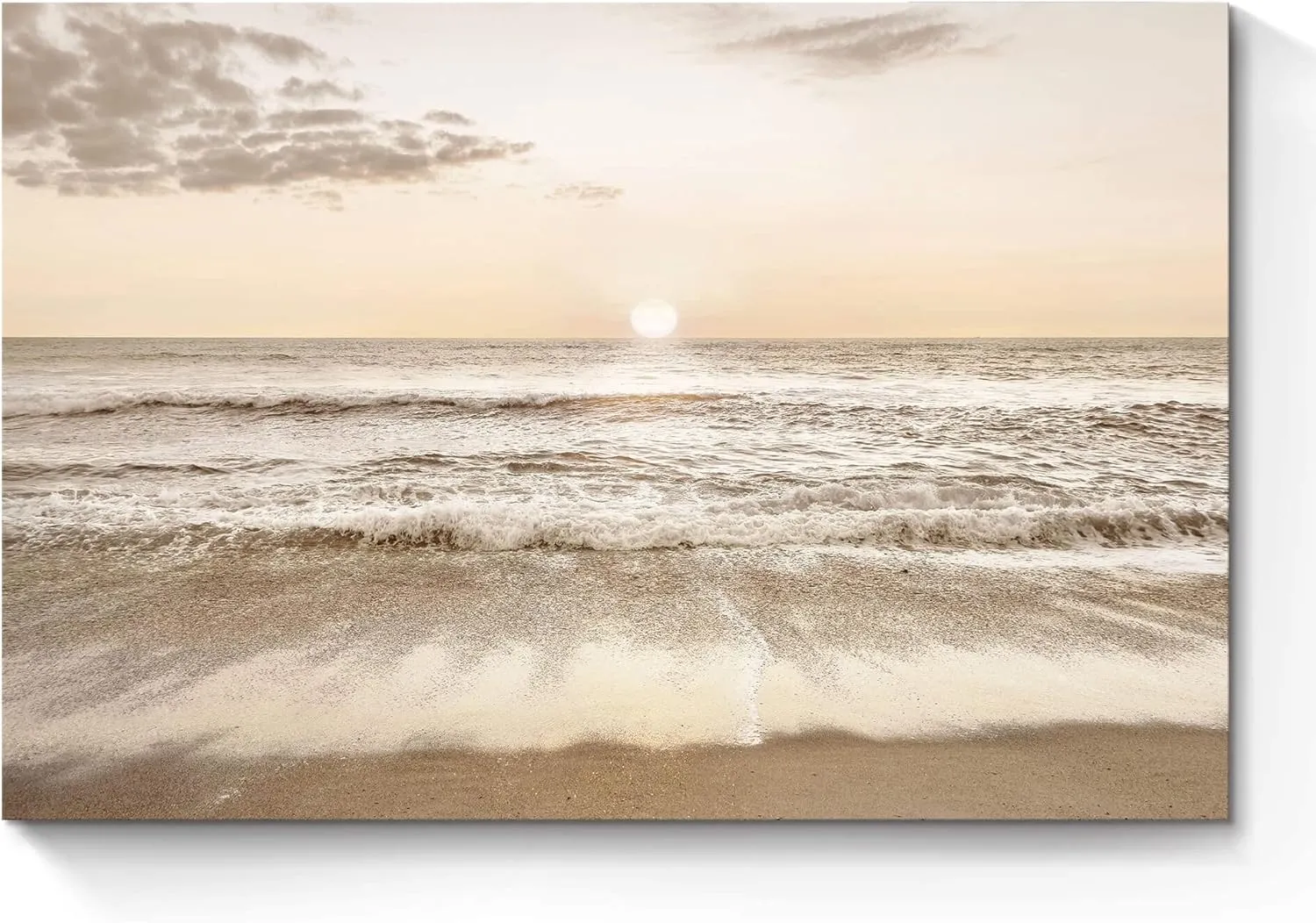 Coastal Beach Canvas Wall Art: Sea Waves Painting Sunset Ocean Scenery Pictures Contemporary Tropical Nature Photography Prints Modern Seascape Artwork for Bedroom Bathroom Living Room