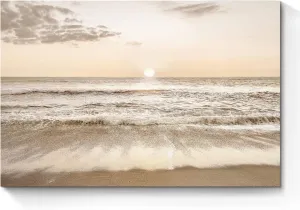 Coastal Beach Canvas Wall Art: Sea Waves Painting Sunset Ocean Scenery Pictures Contemporary Tropical Nature Photography Prints Modern Seascape Artwork for Bedroom Bathroom Living Room