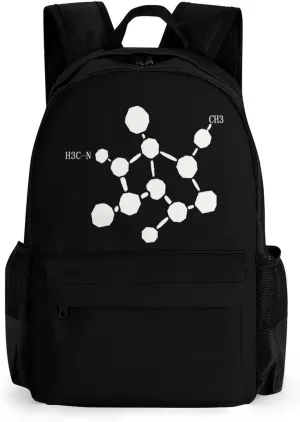Cocaine Molecule Formula Chemistry 17 Inch Laptop Backpack Large Capacity Daypack Travel Shoulder Bag for Men&Women