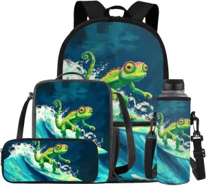 COEQINE Boys Bookbag with Lunch Box Age 7 Preschool Kindergarten School Backpack with Water Bottle Holder for Walking Cross Body for Travel Large Pencil Pouch for Birthday