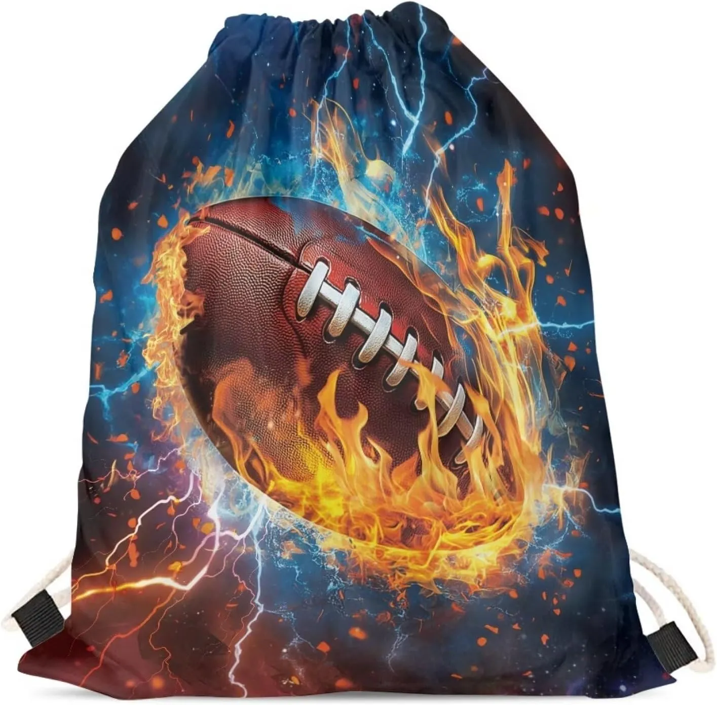 COEQINE Drawstring Backpack - American Soccer, Rugby Printed Bag - Casual Lightweight Gym Sackpack for Swimming, Sport, Yoga - Teen Boys