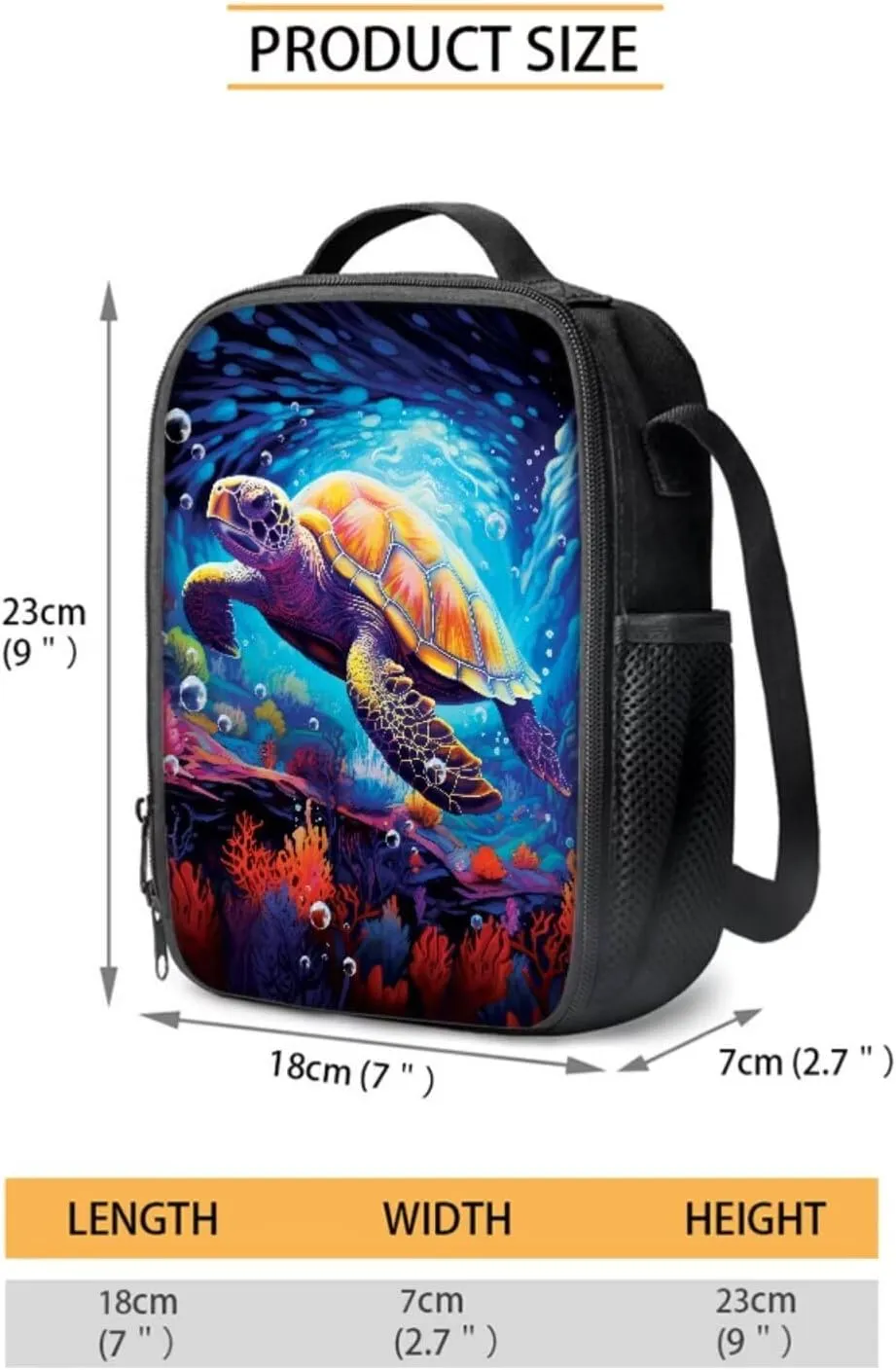 COEQINE Sea Turtle Backpack for Girls Set 2 Pcs School Backpack with Lunch for Kids Teenage Girls Bookbag Set for High School Middle School Bag Set for Children Back to School Gifts