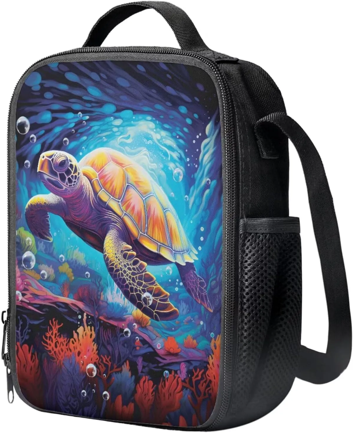 COEQINE Sea Turtle Backpack for Girls Set 2 Pcs School Backpack with Lunch for Kids Teenage Girls Bookbag Set for High School Middle School Bag Set for Children Back to School Gifts