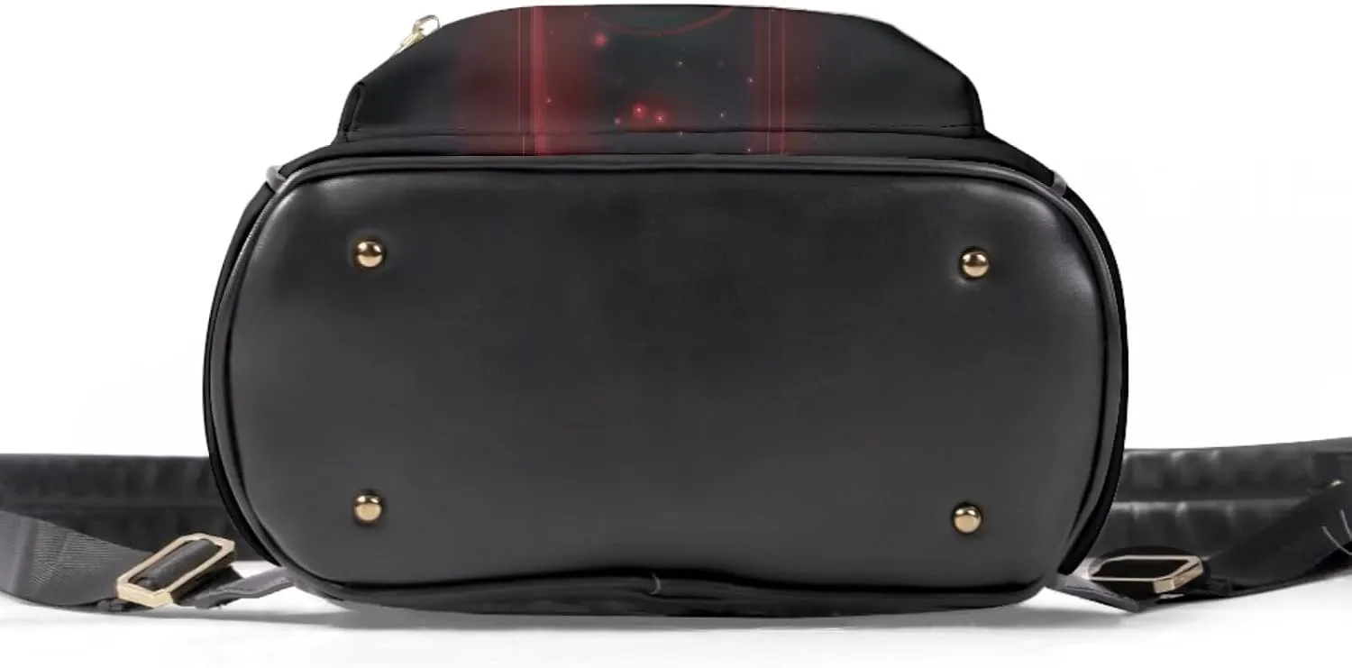 Coldinair Aesthetic Red Rose Backpack for Women,Small Backpack Purse for Women Girls Teen,Mini Leather Backpack Purse Anti-theft Waterproof Shoulder Bag Handbag for Travel School