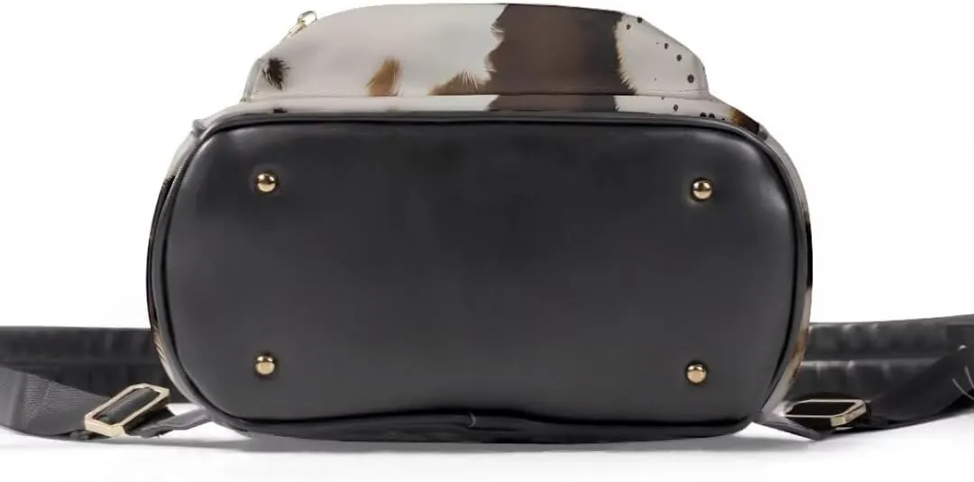 Coldinair Brown Cow Print Mini Backpack for Women Purse Backpack Women Small Shoulder Bags Leather Travel Backpack Purse for School,Daily,Hiking,Waterproof/Lightweight