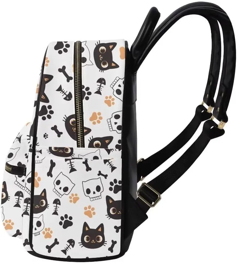 Coldinair Cat Small Leather Backpack Purse for Women Mini Backpack Purse for Girls Kids,Lightweight Waterproof Backpack Small Shoulder Bag Travel Daypack Backpack for School College