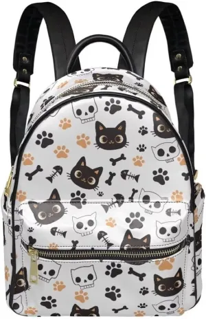 Coldinair Cat Small Leather Backpack Purse for Women Mini Backpack Purse for Girls Kids,Lightweight Waterproof Backpack Small Shoulder Bag Travel Daypack Backpack for School College