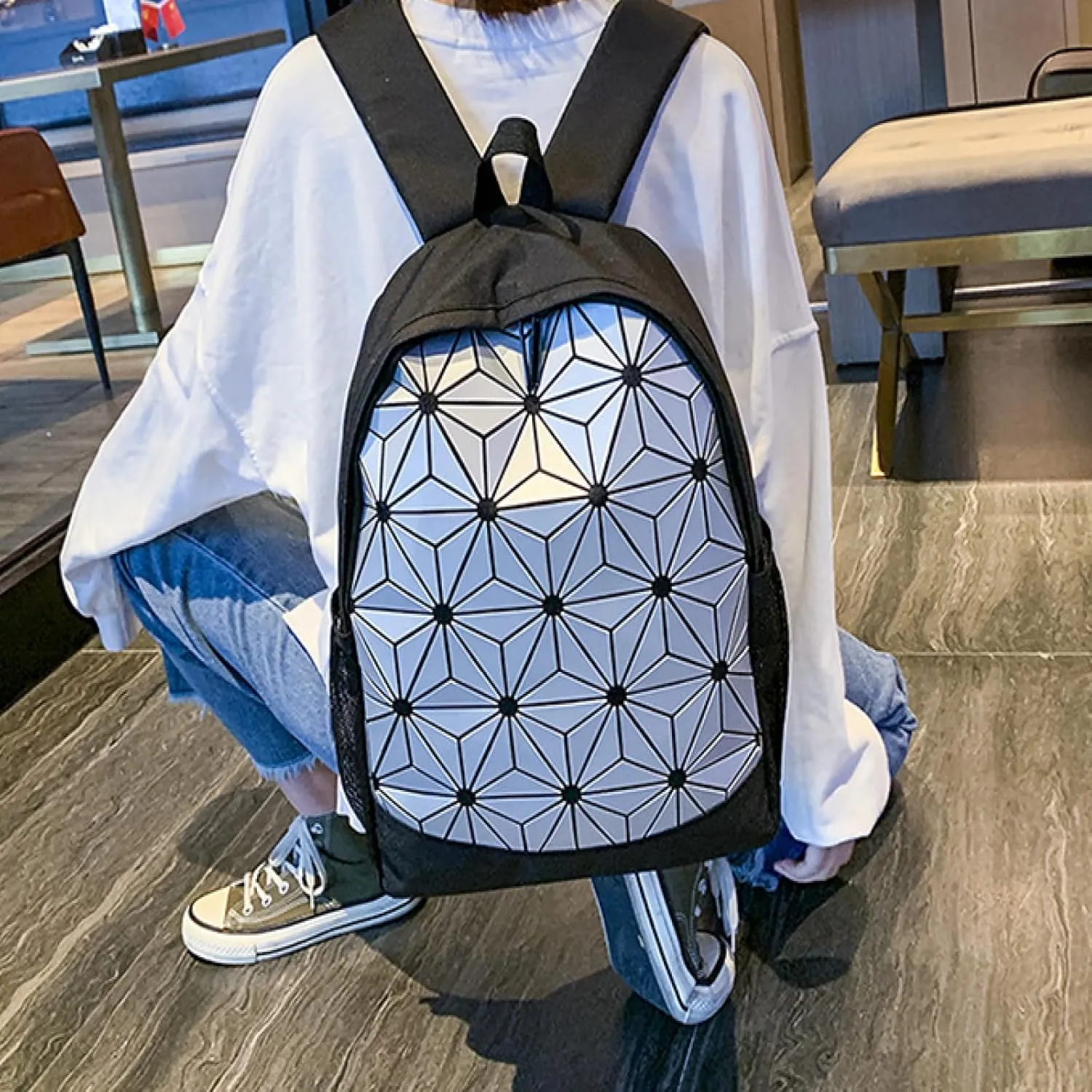 Colorful backpack Creative personality backpack Fashion sports backpack Oversized travel laptop backpack
