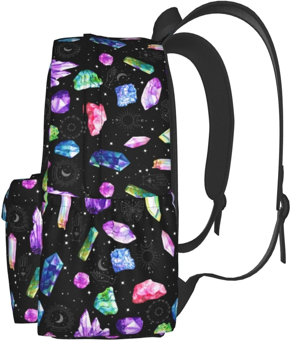 Colorful Crystals Waterproof Backpack Adjustable Shoulder Straps Bag Large Capacity Casual Daypack Bookbag For Travel Work