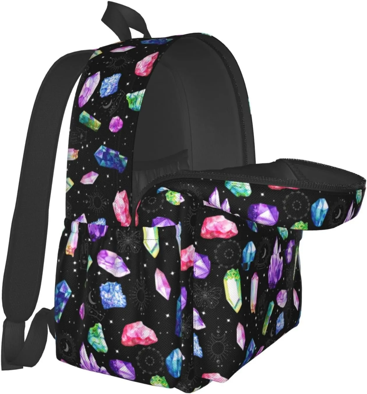 Colorful Crystals Waterproof Backpack Adjustable Shoulder Straps Bag Large Capacity Casual Daypack Bookbag For Travel Work