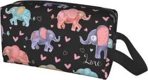 Colorful Elephant Love Travel Toiletry Bag for Women Men, Portable Hanging Toiletry Bag, Waterproof Dopp Kit Cosmetic Organizer, Large Capacity Shaving Bag Makeup Bag