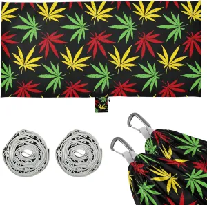 Colorful Marijuana Leaf Pattern Camping Hammock with Tree Straps, Portable Lightweight Parachute Hammocks Camping Accessories Gear for Indoor Outdoor Backpacking Travel Hiking Beach