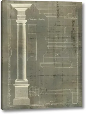 Column Blueprint III by Thomas Sheraton - 12" x 16" Canvas Art Print Gallery Wrapped - Ready to Hang