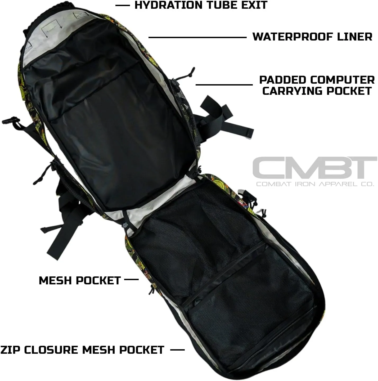 Combat Iron 45L Military Tactical Backpack for Men & Women, Molle Daypack Bug Out Bag, Hiking, Camping, Travel Rucksack with Bottle Holder, Tactiduck Tiger Stripe Camo