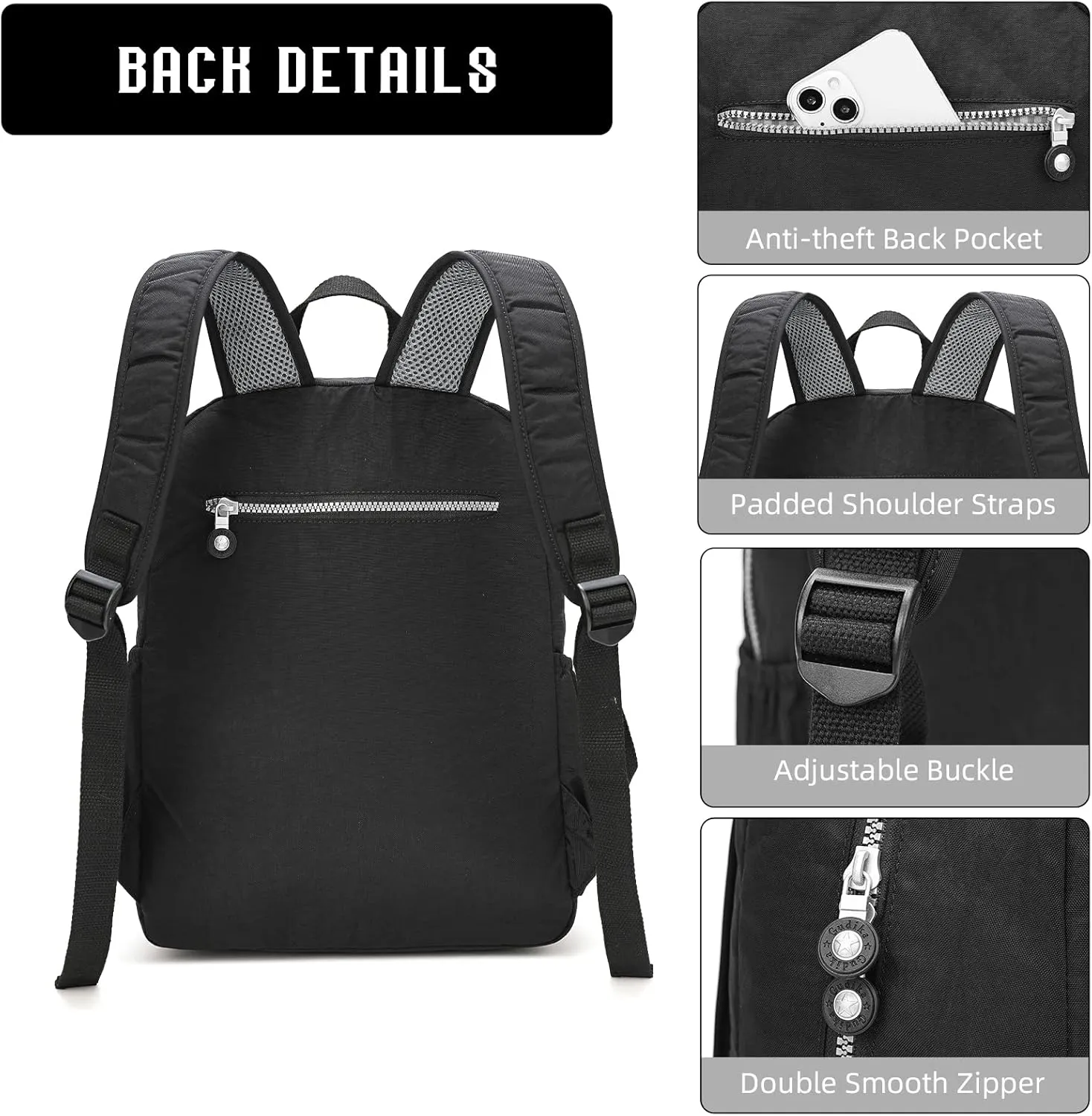 Compact Hiking Nylon Waterproof Laptop Backpack Purse for Women and Men, Small Lightweight Travel Casual Outdoor Dayback