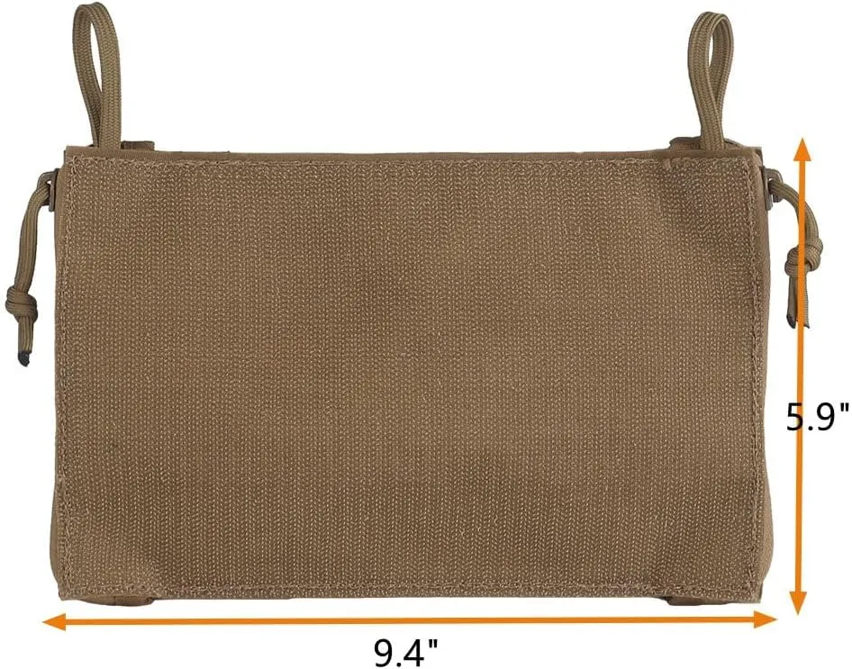 Concealed Admin Pouch Storage Pocket Admin Sleeve Expansion Pouch with Hook and Loop for Tactical Vest Carrier Chest Rig