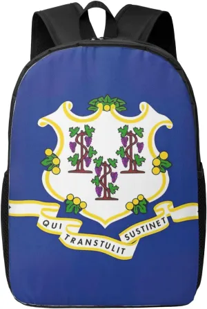Connecticut State Flag Print Stylish Laptop Backpack-Travel Backpack Carry On Flight Approved,Unisex Personal Item Travel Bag