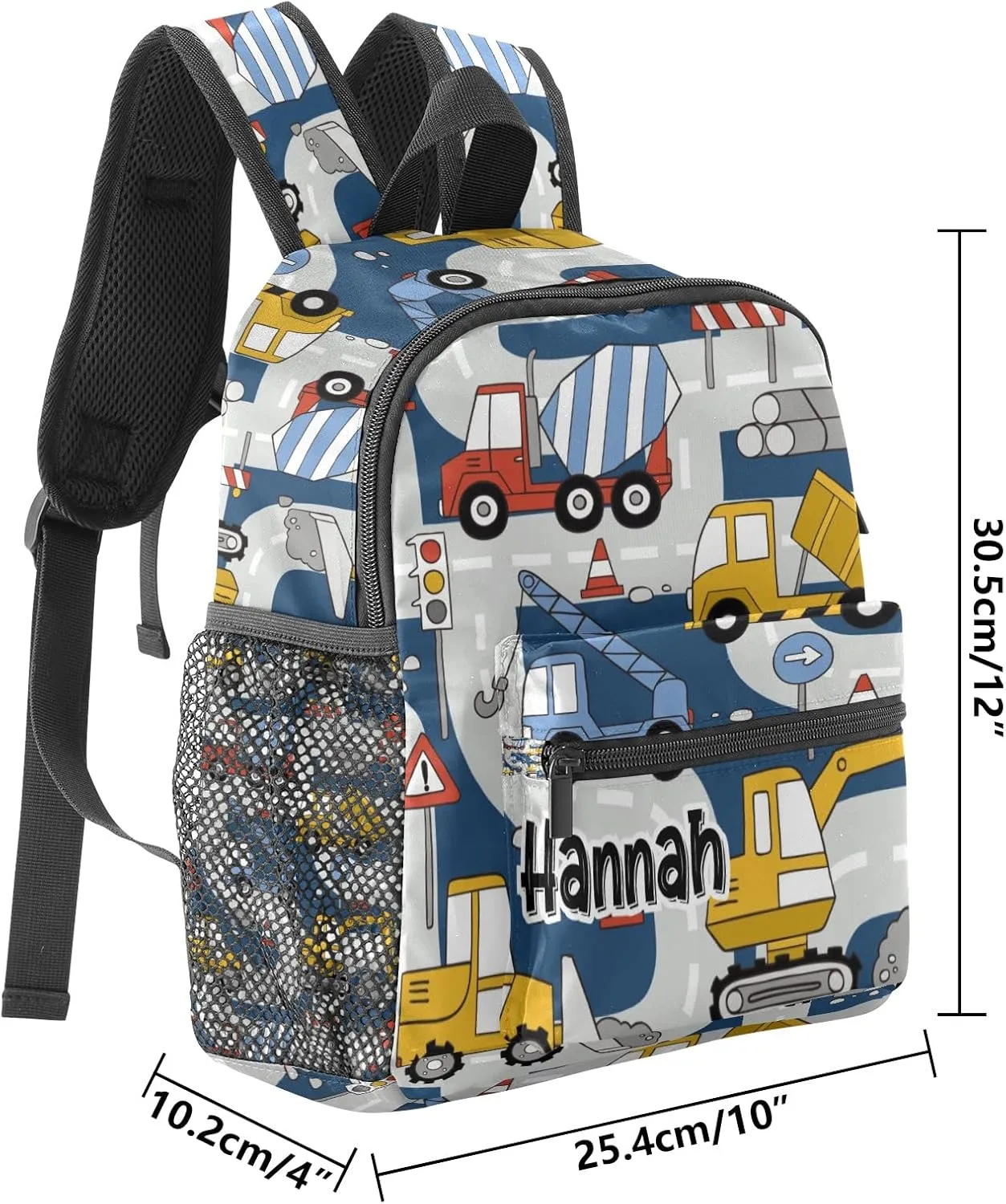 Construction Trucks Car Personalized School Backpack for Kid-Boy/Girl Toddler Daypack Kindergarten Travel Bookbag
