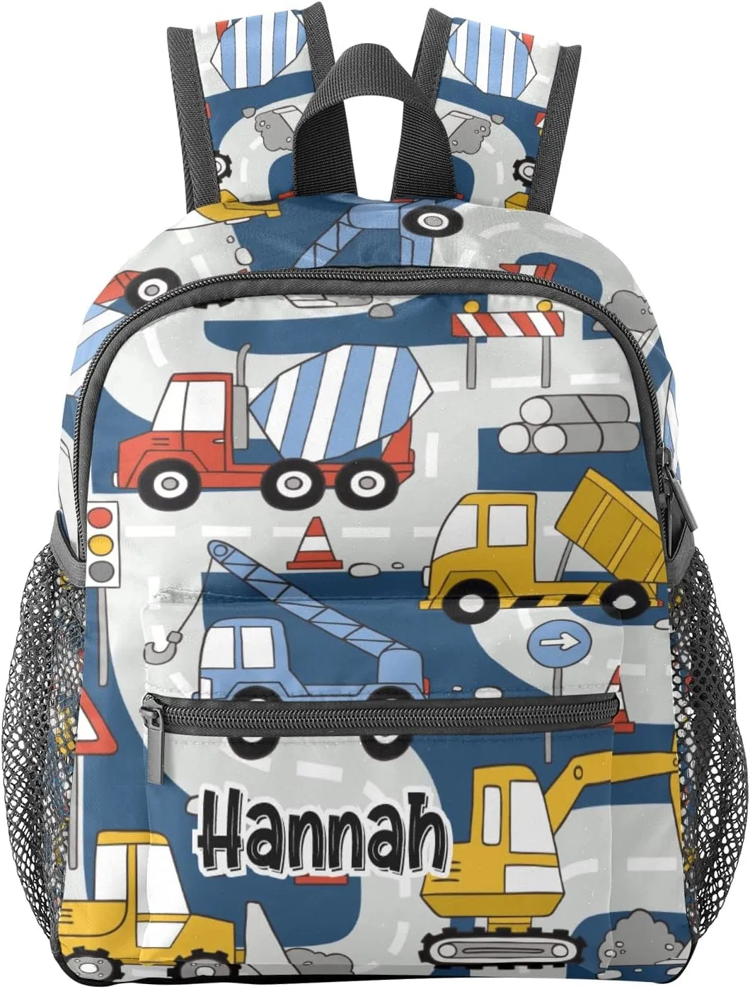 Construction Trucks Car Personalized School Backpack for Kid-Boy/Girl Toddler Daypack Kindergarten Travel Bookbag