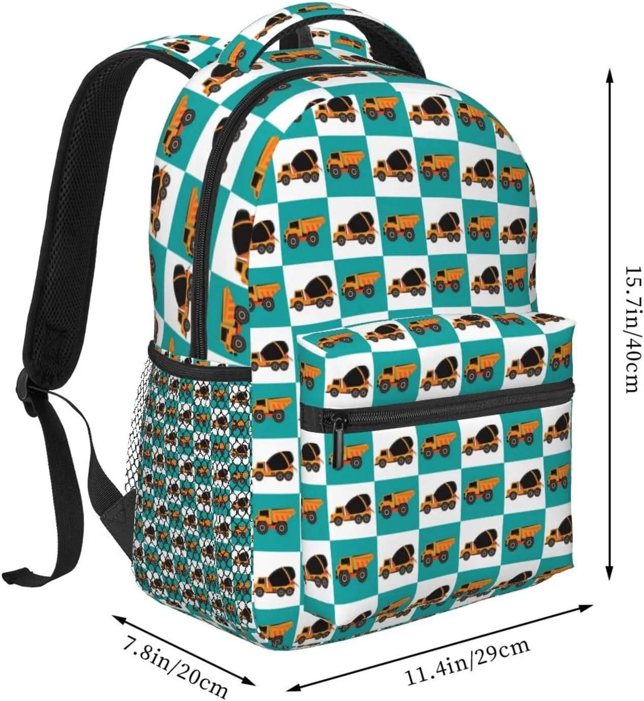 Construction Trucks Cement Trucks Backpack Lightweight Laptop Backpack Casual Daypack Travel Double Shoulder Bag For Women Men