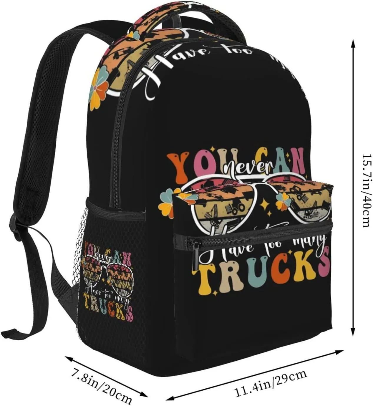 Construction Trucks You Can Never Have Too Many Trucks Backpack Lightweight Laptop Backpack Casual Daypack Travel Double Shoulder Bag For Women Men