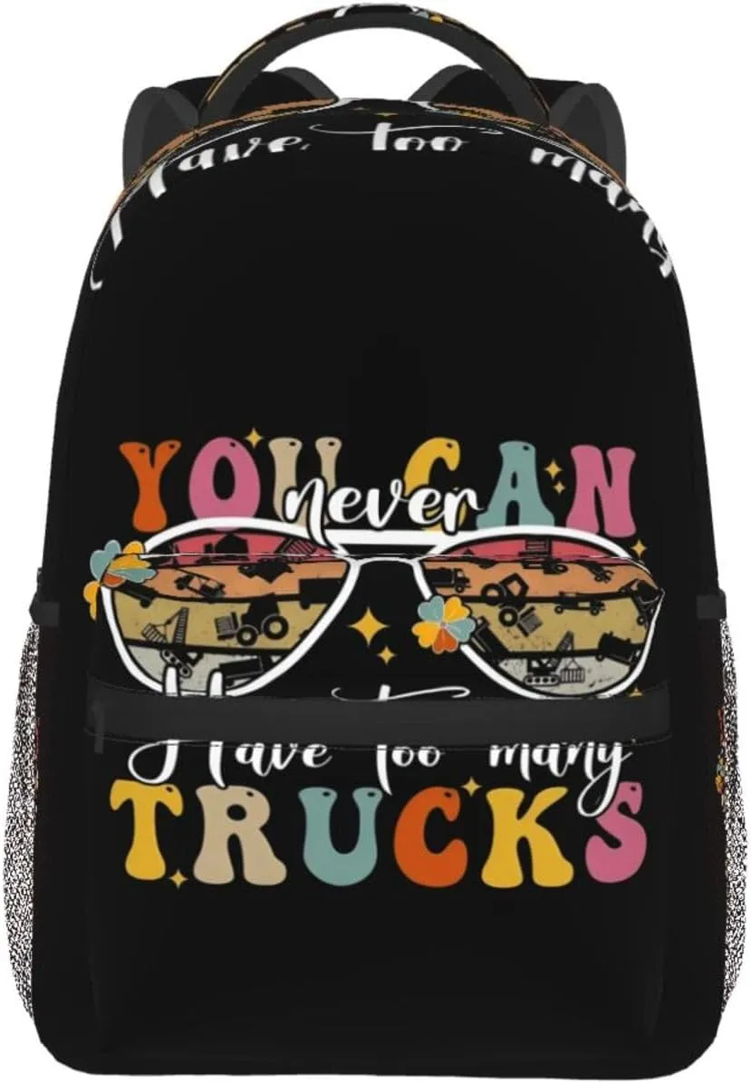 Construction Trucks You Can Never Have Too Many Trucks Backpack Lightweight Laptop Backpack Casual Daypack Travel Double Shoulder Bag For Women Men