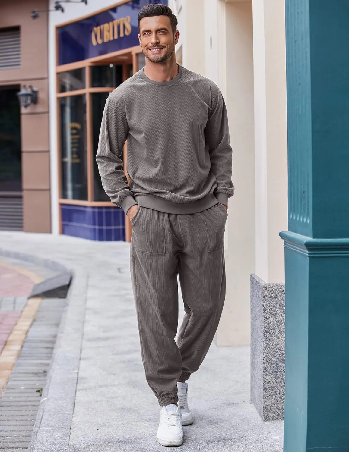 COOFANDY Men's Tracksuit 2 Piece Sweatsuit Set Long Sleeve Pullover Athletic Suit For Sports Casual Fitness Jogging