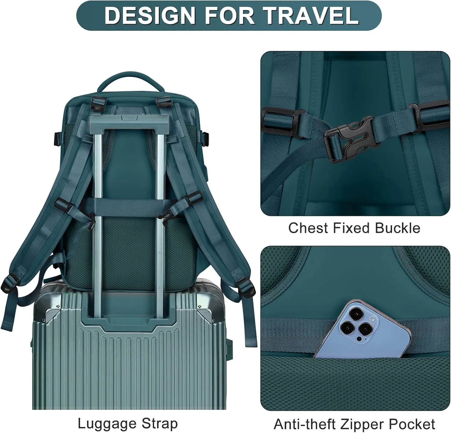 coofay Large Travel Backpack For Women Men Airline Approved Carry On Backpack Flight Approved Waterproof Sports Luggage Backpack Casual Daypack Small Hiking Backpack