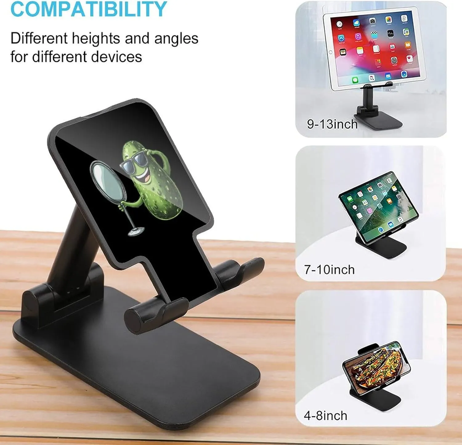 Cool Pickle Funny Cell Phone Stand Foldable Adjustable Angle Height Phone Holder Desk Accessories