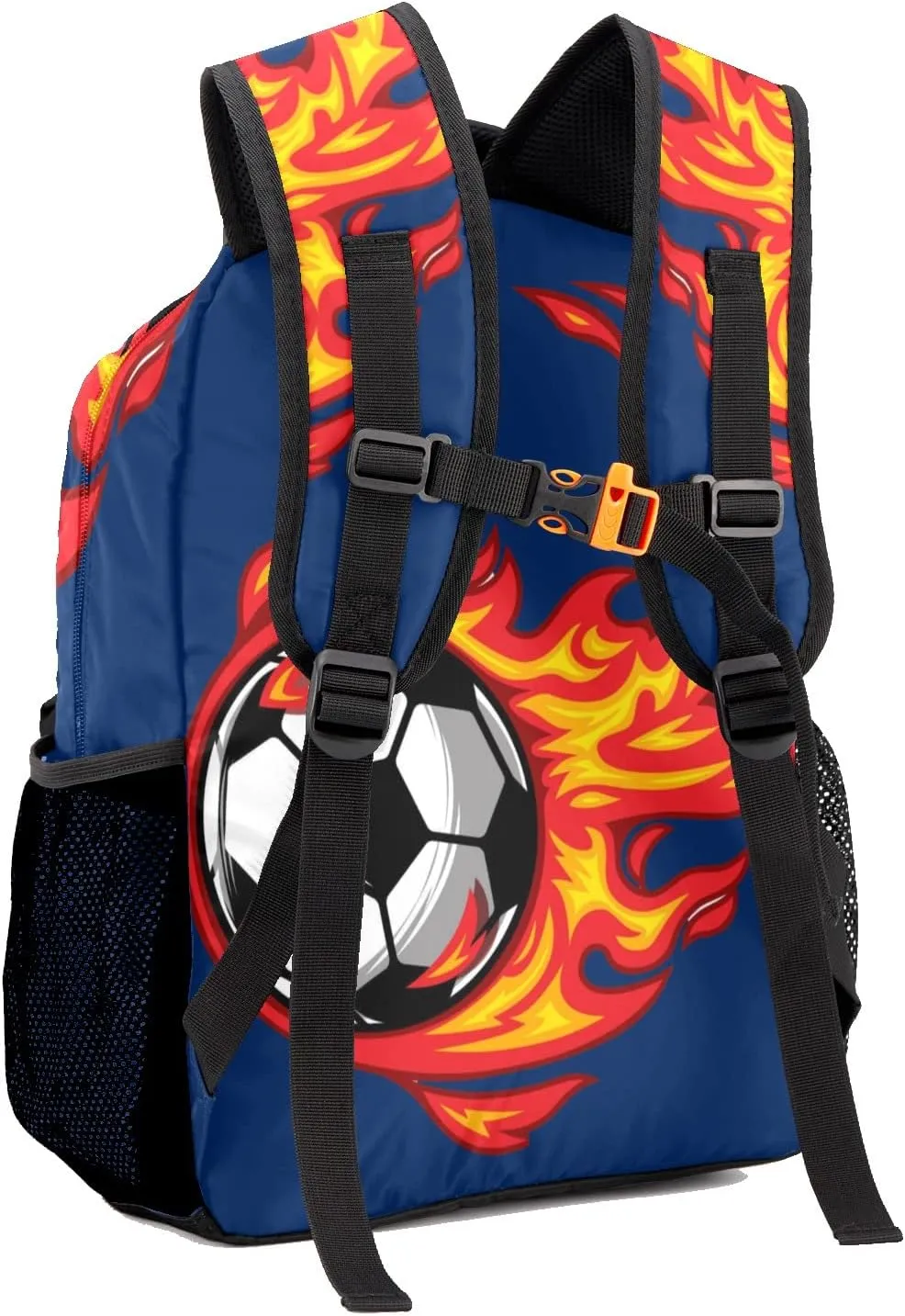Cool Soccer on Fire Personalized Kids School Backpack Custom for Boys Girls Primary Daypack School Bookbag Travel Bag