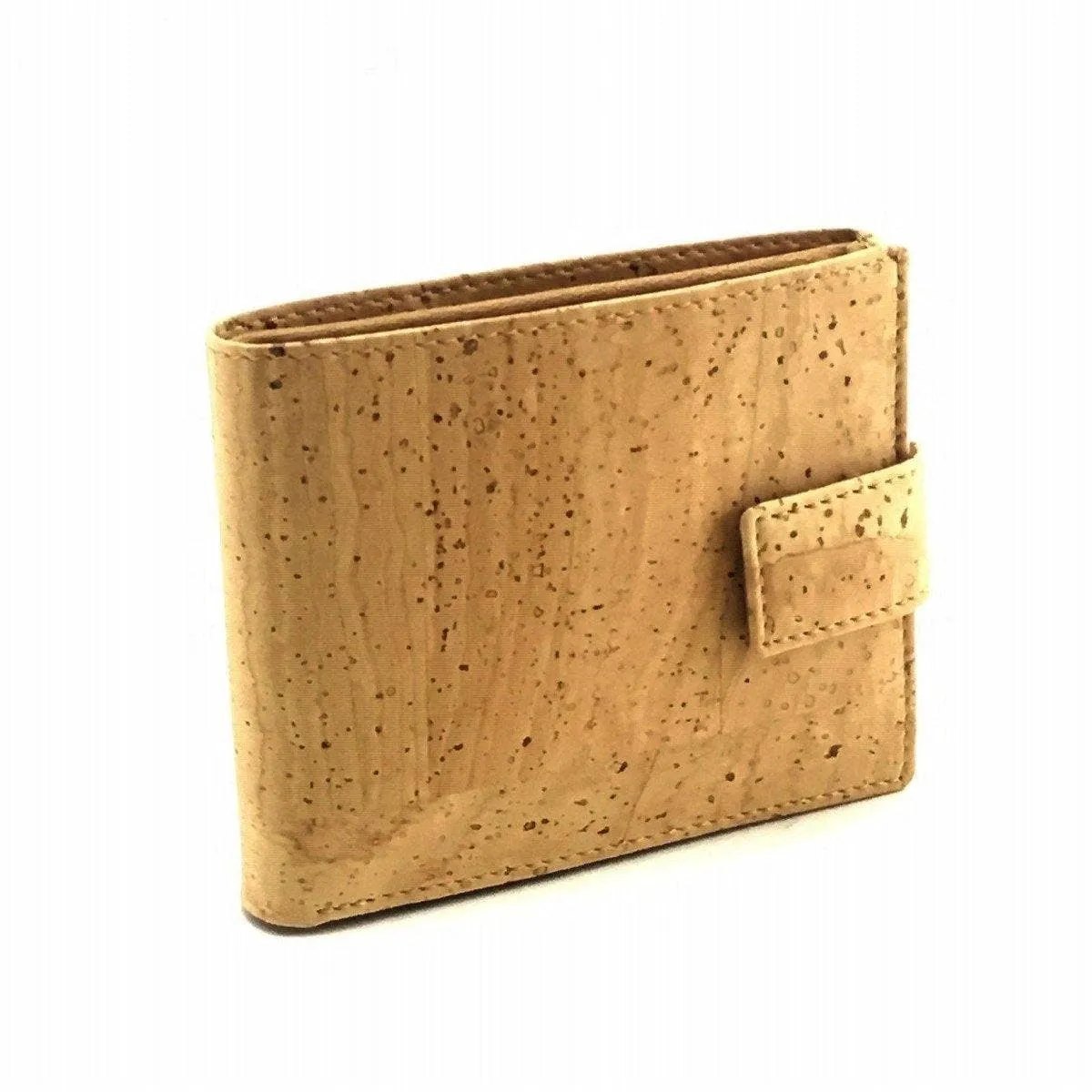 Cork Wallet for Men Vegan Leather Wallet with Clasp for Him in Natural