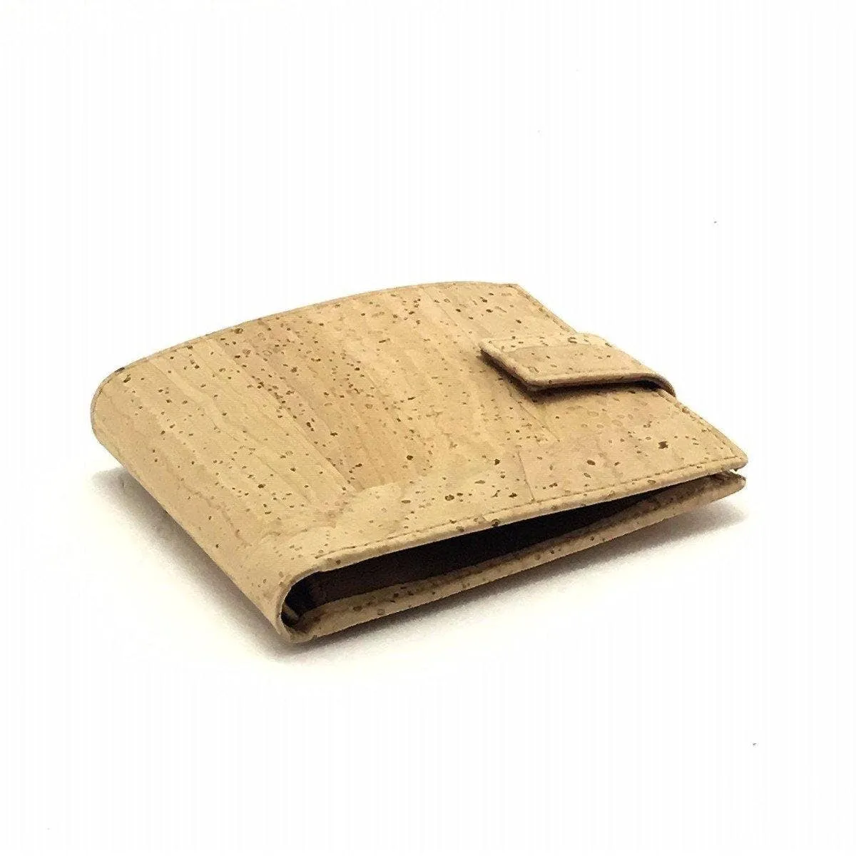 Cork Wallet for Men Vegan Leather Wallet with Clasp for Him in Natural