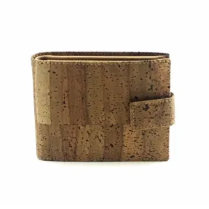 Cork Wallet for Men Vegan Leather Wallet with Clasp for Him in Taco