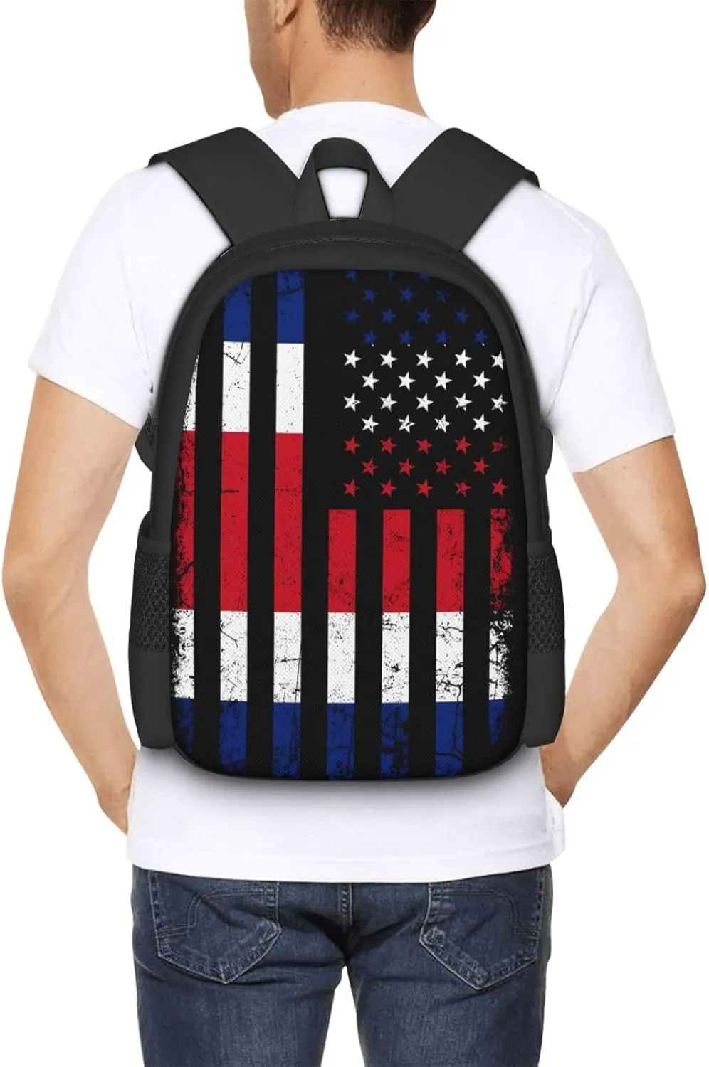 Costa Rican American Flag Costa Rica Roots Casual Backpack Large Capacity Backpacks 15 Inch Laptop Back Pack Travel Rucksack Daypack Commuter Bags with Adjustable Strap for Camping