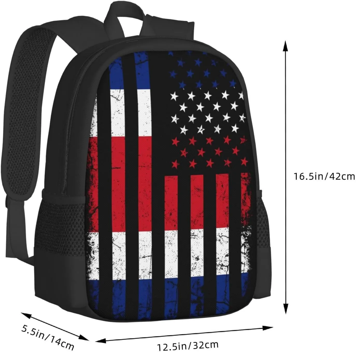 Costa Rican American Flag Costa Rica Roots Casual Backpack Large Capacity Backpacks 15 Inch Laptop Back Pack Travel Rucksack Daypack Commuter Bags with Adjustable Strap for Camping