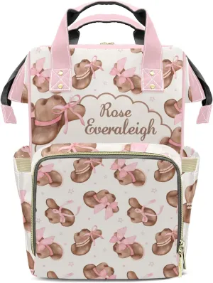Cowgirl Hats Western Personalized Large Capacity Diaper Bags,Custom Name Backpack Casual Daypack Bag Nappy Bag Gifts