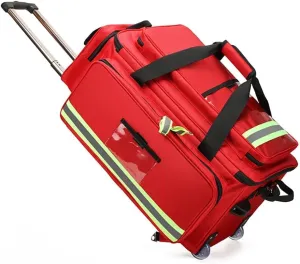 COYEUX Portable First Aid Kit Bag, Large Capacity Medical Trolley Bag with Wheels, with Multiple Pockets and Compartments, with Reflective and Wheels, for Community Nursing Paramedics Doctors