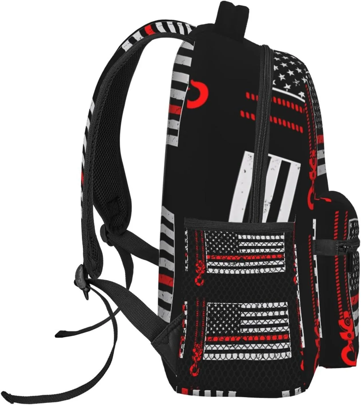 Crane Operator American Flag Backpack Casual Pack Bag Laptop Backpack With Side Pocket Front Zipper Pocket Bookpack Travel Daypack Picnic Rucksack
