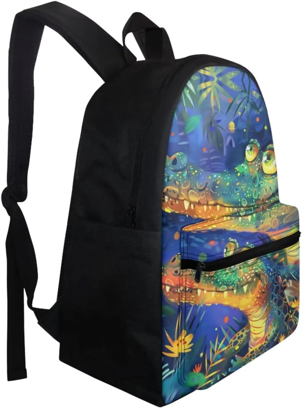 Crocodiles Print 3Pc Backpack Set for Boys Multi-Functional Adjustable Straps Crossbody School Bag Grease Proofing Recycle Food Bag for Travel Work Office School