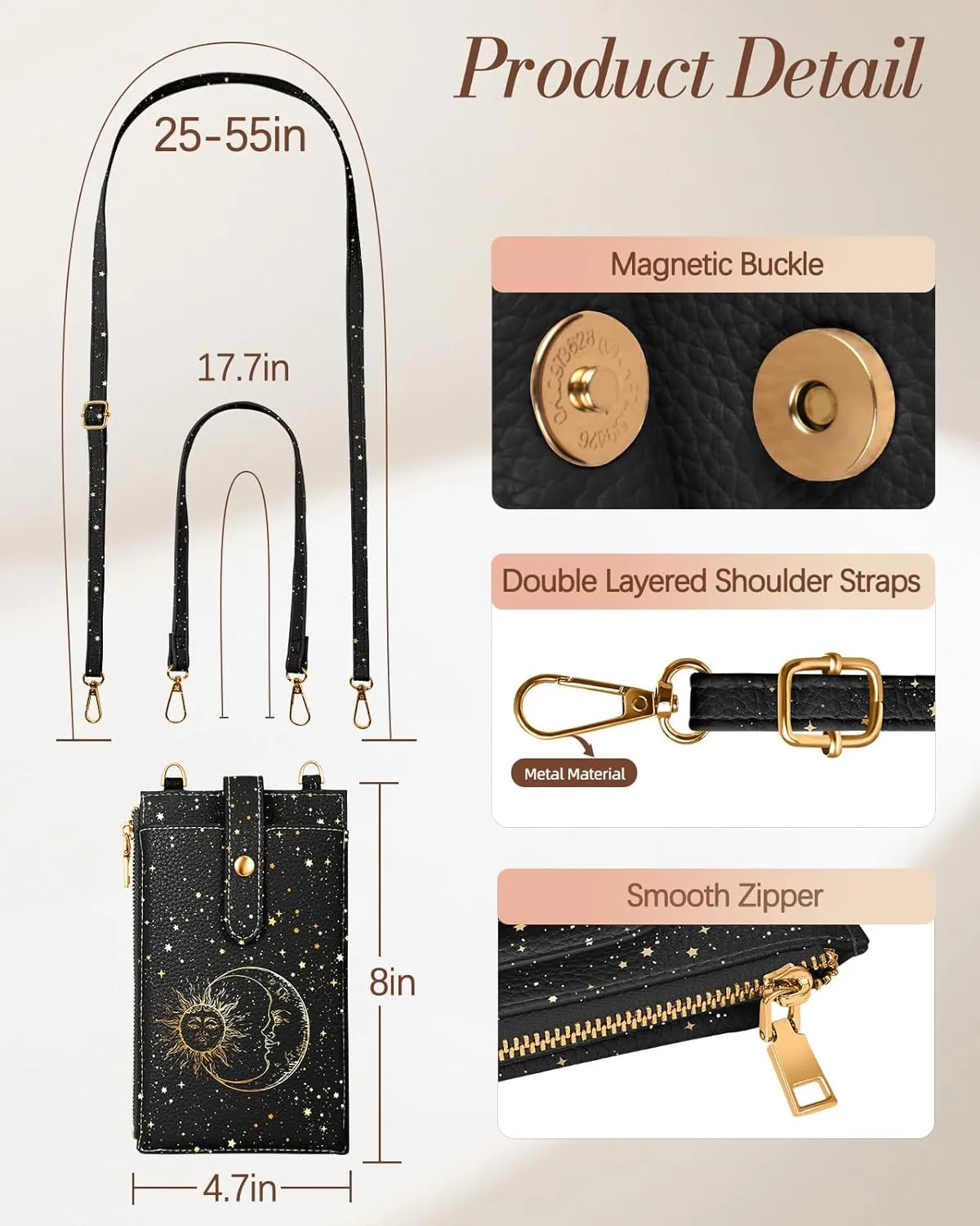 Crossbody Bags for Women - Leather Cellphone Phone Purse Wallet Cute Designer Cross Body Bag with Card Slots