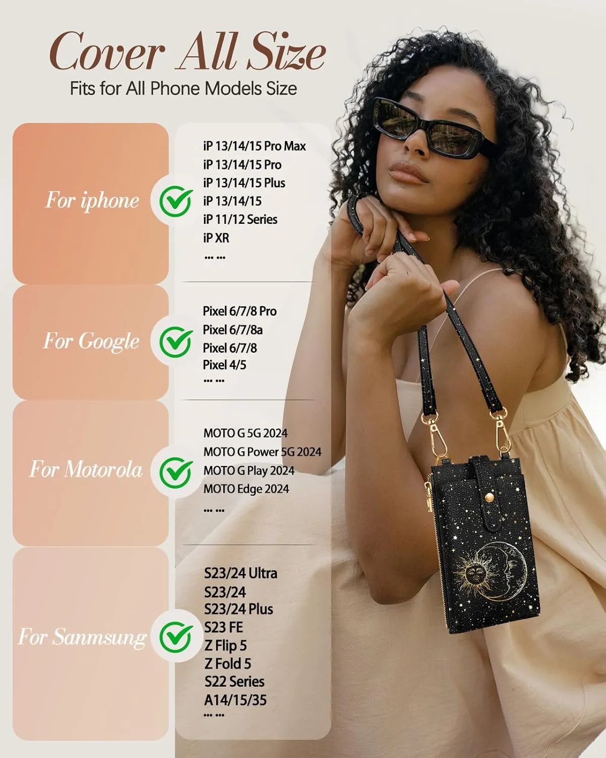 Crossbody Bags for Women - Leather Cellphone Phone Purse Wallet Cute Designer Cross Body Bag with Card Slots