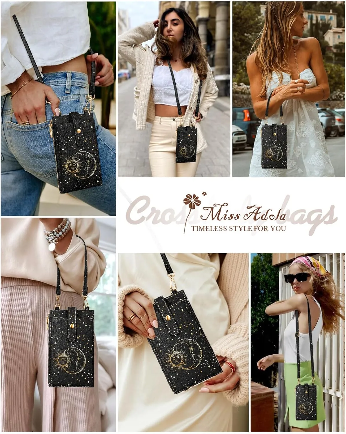 Crossbody Bags for Women - Leather Cellphone Phone Purse Wallet Cute Designer Cross Body Bag with Card Slots