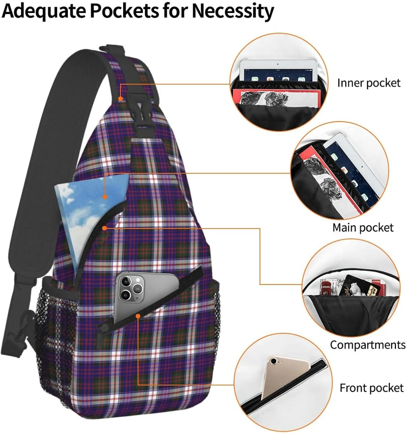 Crossbody Sling Backpack Clan MacDonald Dress Modern Tartan Shoulder Chest Bag Daypack for Traveling Sport