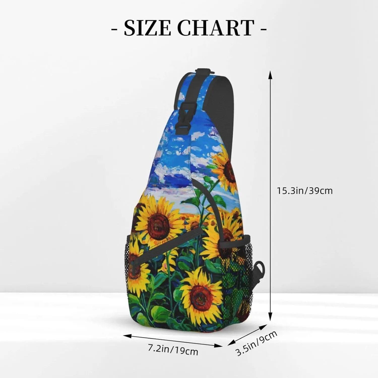 Crossbody Sling Backpack Sling Bag Chest Bag Shoulder Bag Travel Hiking Daypack For Men Women-Landscape With Sunflowers