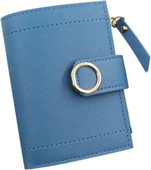 CSCDD Women's Short Zip-up Purse Hold Bag Credit Card ID Card Bag Women's Short Bag(Blue)
