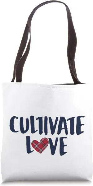 Cultivate Love Plaid Heart Trendy Valentines Day Tote Bag